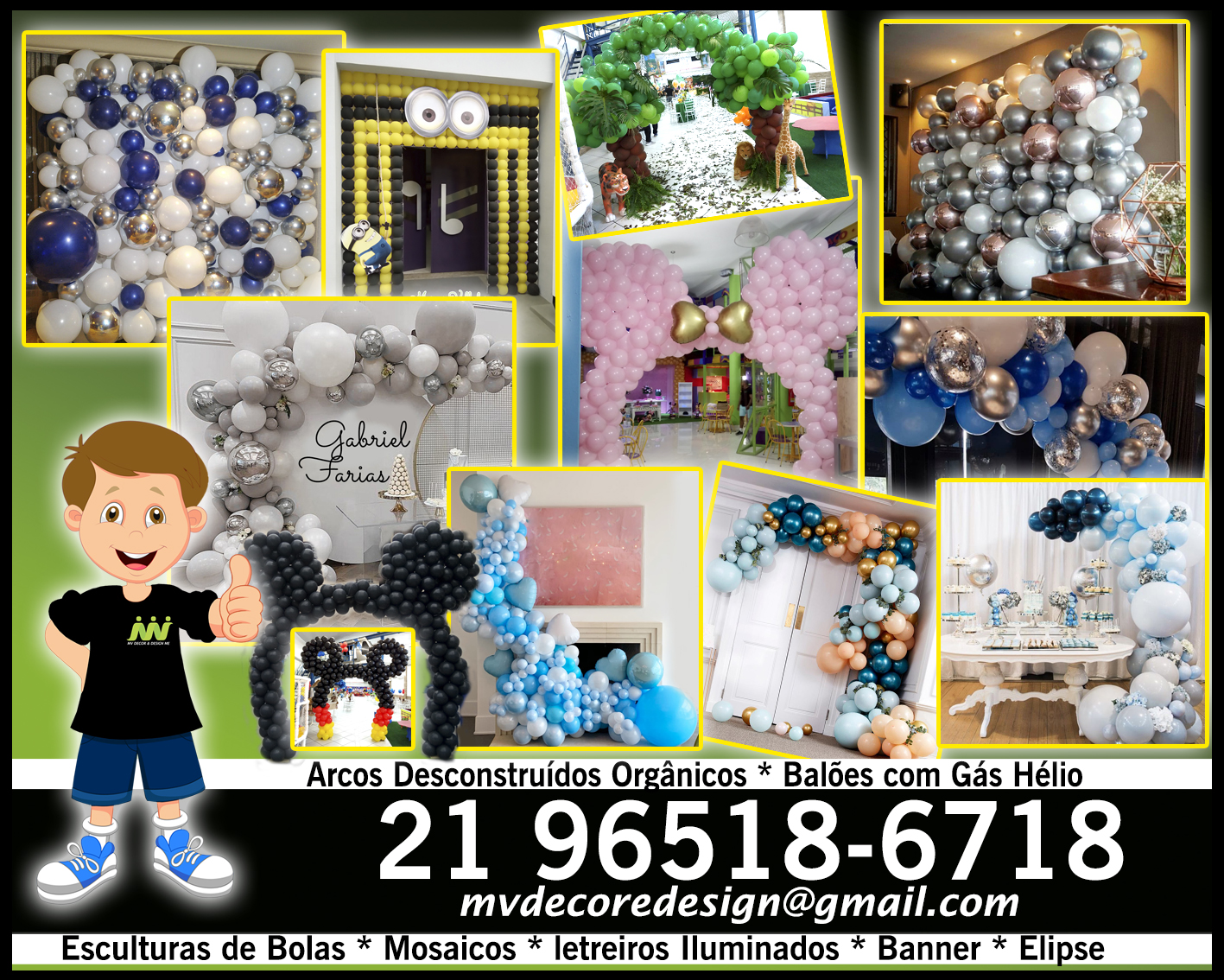 BALÃO GAS HÉLIO – ARCOS TRADICIONAIS E DESCONSTRUÍDOS – ESCULTURAS DE BALÕES – ZAP 21 96518-6718