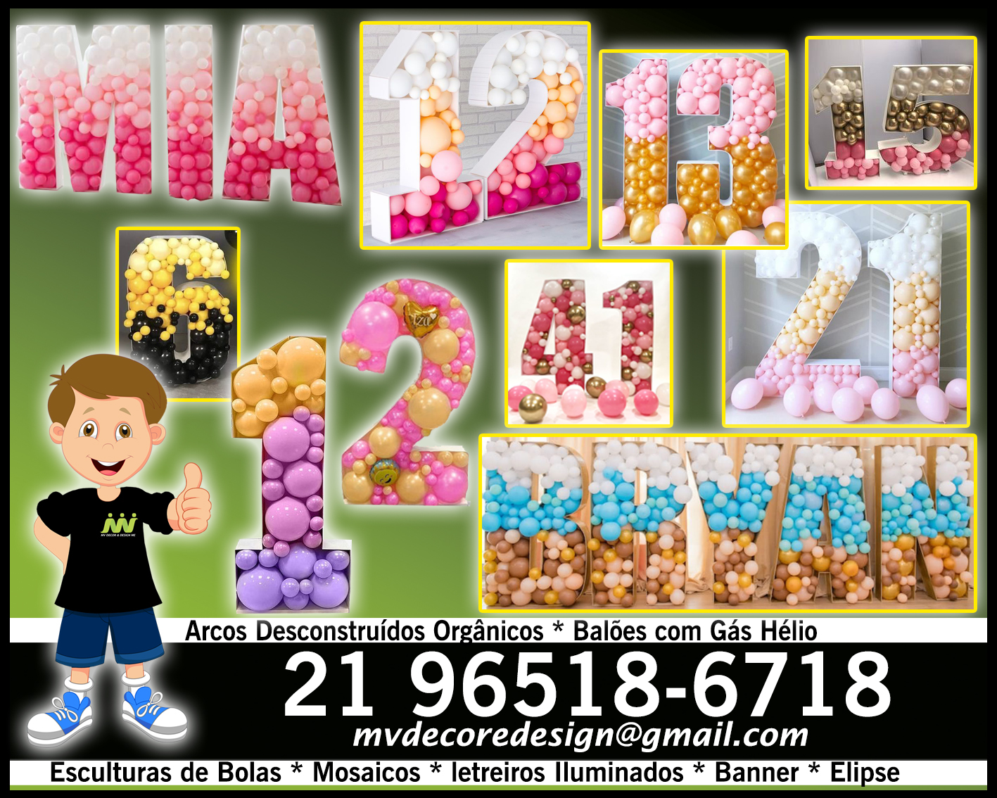 BALÃO GAS HÉLIO – ARCOS TRADICIONAIS E DESCONSTRUÍDOS – ESCULTURAS DE BALÕES – ZAP 21 96518-6718