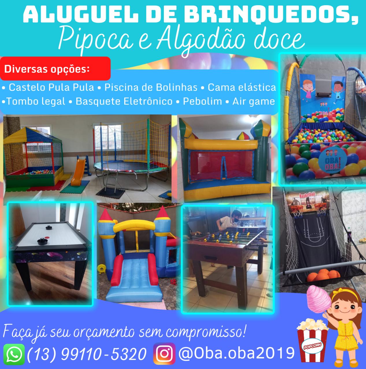 Trabalhamos com locação de brinquedos de festa e barraca de algodão doce e pipoca